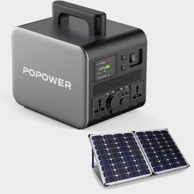 China Type C POPOWER Lifepo4 Battery 750Watt 512Wh Camping Portable Power Station Solar Generator For Home Health Care Energy Storage for sale