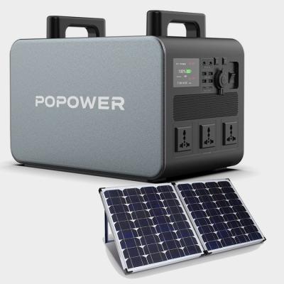 China Type C POPOWER Power Station 500w 1000w 1500w 2000w 3000w Solar Power System Portable Home Outdoor Solar Generator for sale