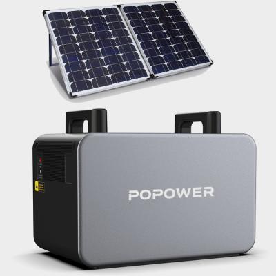 China Type C POPOWER Outdoor Solar 2000W Large Charging Capacity With Built-in 1958Wh Inverter Portable Solar Generator Power Station for sale