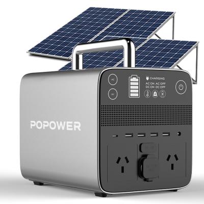 China Type C POPOWER 110V 220V Power Station Portable Solar Power Bank Charging Lifepo4 Outdoor Home Backup Power Station 500W 1000W 2000W for sale