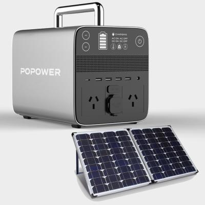 China Type C POPOWER 300W 500W 1000W 220v Camping Backup Home Outdoor Solar Generator Portable Solar Power Energy Storage Battery Station for sale