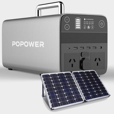 China Type C POPOWER Large New Capacity Lifepo4 500W 1000W Portable Solar Generator Outdoor Charging Power Station for Emergency Camping Home for sale