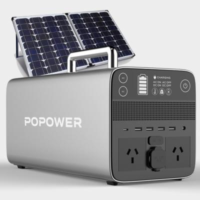 China Lifepo4 Battery Type C POPOWER Ukraine Outdoor Black 1000W Solar Power Station Camping Portable Power Station For Home Emergency for sale