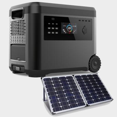 China Portable 110V 240V 1200W 1500W 2500W Cordless Charging Power Station 2500 Kilo LifePO4 Battery With Jump Start Operate Solar Camping Power Supply for sale