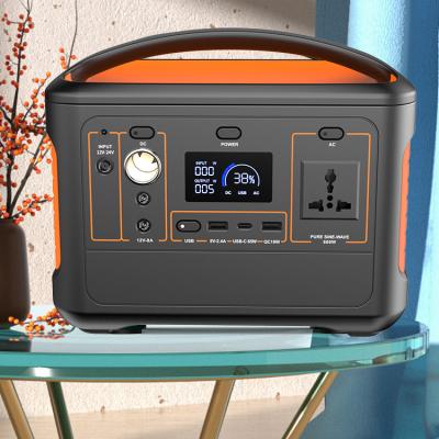 China Type C MIC 600 Portable Power Station 568Wh 600W Multiple Devices Recharge Outdoor Camping Lithium Battery Solar Station for sale