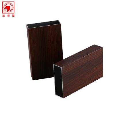 China Square Aluminum Tube Wood Grain Printed Aluminum Pipe 6061 Aluminum Tube for sale