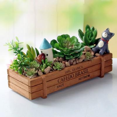 China China Room Creative Handmade Mini Succulent Solid Woodness Flowerpot Decoration Ornaments Retro Small Rectangular Wooden Box for sale