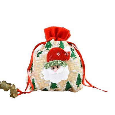 China Wholesale Canvas Christmas Storing Christmas Candy Bag Drawstring Gift Bag for sale