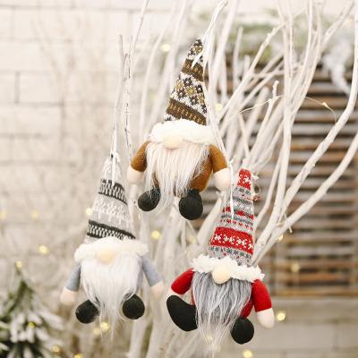 China Fabric and Foam Christmas Festival Decoration Supplies Knitted Hanging Hat Forest Spherical Older Hanging Doll Tree Ornaments for sale