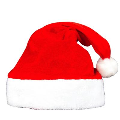 China Red Velvet Christmas Gold Velvet Plush Christmas Hat Adult and Kids Xmas Hat for sale