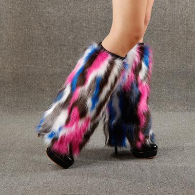 China New Design Comfortable Wholesale Short Leg Warmer Women Faux Fur Boot Cuff Fox Fur Leg Warmers Women for sale