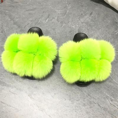 China Fashion Trend Real Fox Fur Plush Slippers Purple Seller for sale