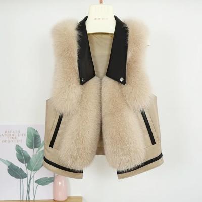 China Fox Fur Genuine Leather Vest Women Full Fur Colorful Short Ladies Breathable High Quality Real Vest Wholesale for sale