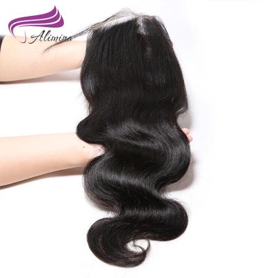 China Best Selling Free Full End Tangle Color Body Wave 4x4 Natural Brazilian Swiss Lace Closure for sale