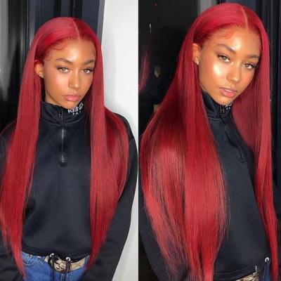 China New Arrival Alimina Hair Wigs High Quality Virgin Hair Lace Front Red Wig, Free Sample Red Color Hair Wigs Long for sale