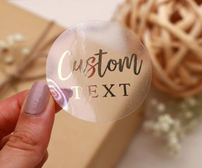 China STICK Rose Gold Silver Transparent Wedding Favor Personalized Logo Round Stickers Made To Order for sale