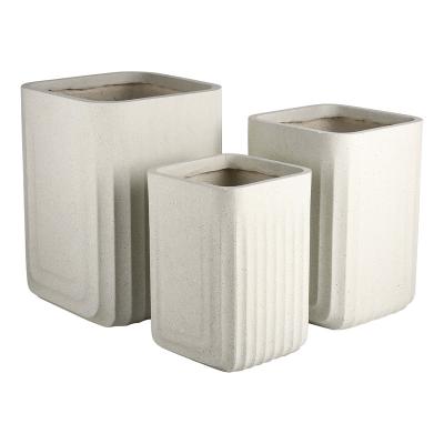 China Corrosion Resistance Fiberglass Flower Pots&Plant Outdoor Lightweight White Rectangular Pots For Hotel And Villa for sale