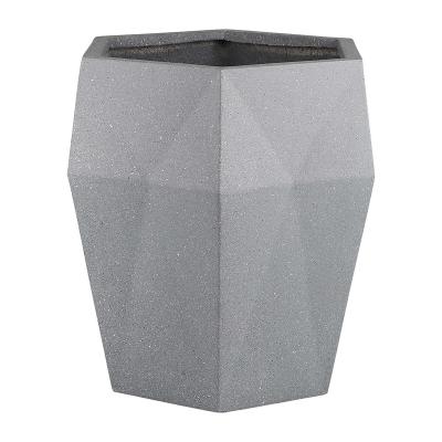 China Corrosion Resistance Customized Lightweight Concrete Geometric Hexagon Shaped Fiberglass Plant Pot Planter for sale