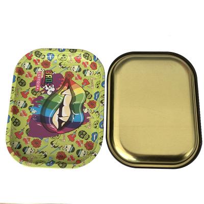 China Popular Bros Brand Size 18*14 Custom Logo Metal Size Smoking Rolling Tray for sale