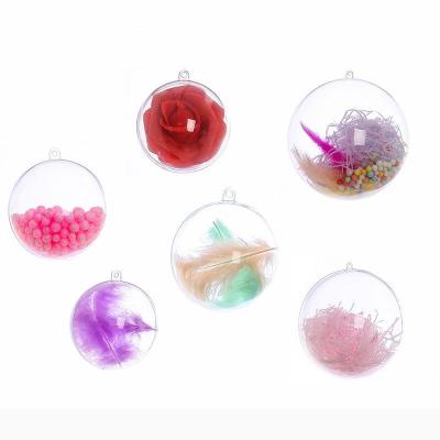 China Christamas Home Decoration Christmas Door Ornaments Hanging Ball 8 cm DIY Transparent Hanging Ball Plastic Openable Custom Christmas Products for sale