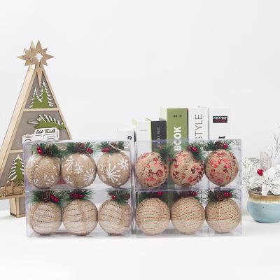 China Fashionable Christamas Home Decoration 80mm Foam Fabric Wrapped Christmas Ball Baubles For Home Christmas Decoration for sale