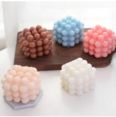 China Factory wholesale custom made hot-selling romantic bubble color birthdays new large soy scented cube ball candle for sale