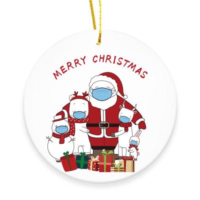 China High Quality White Ceramic Christamas Tree Decoration 2021 Sublimation Round Holiday Decorations Personalized Christmas Decorations Adornos Navideno for sale