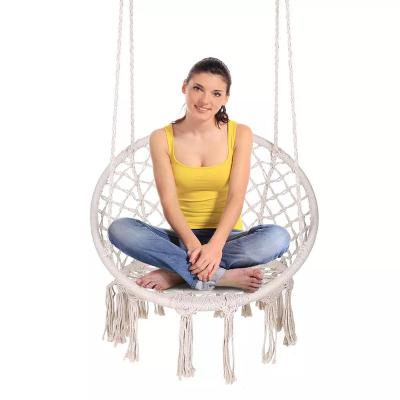 China Easy Folding Hammock Chair Macrame Swing Cotton Rope Macrame Hammock Swing Chair Indoor Outdoor Home Hanging Bear 260 lbs for sale