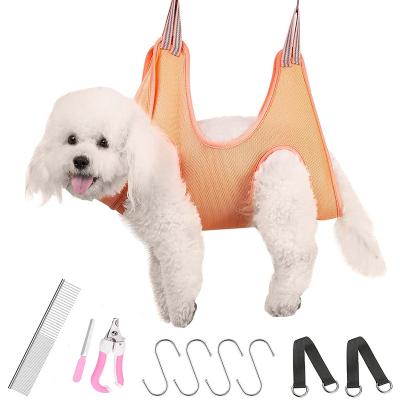 China Sustainable Dog Grooming Hammock Harness for Cats and Dogs Throw for Groom Clothes Restraint Bag with Nail Clippers Comb Ear Care for sale