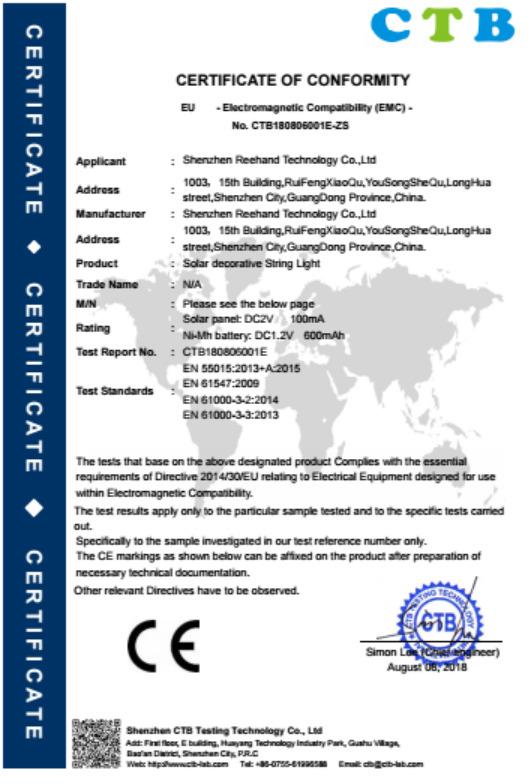 CE - Shenzhen Reehand Technology Co., Ltd.