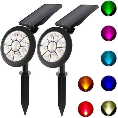 China Garden 2 Sets 9 LED Solar Spotlights Outdoor Solar Lights Waterproof Color Spot Lights for Garden Landscape Spotlights for sale