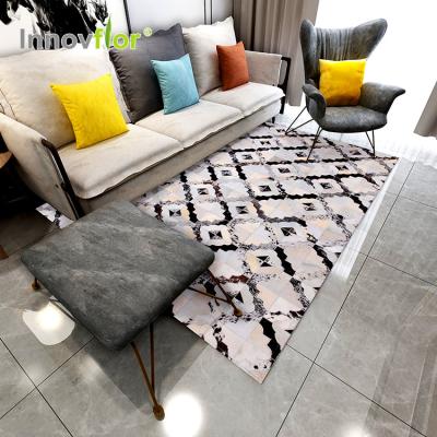 China Factory Entrance Ethnic Wholesale Anti-Slip Cloth Blanket Patchwork Cowhide Viscous Orange Leather Carpet From China Suppliers for sale