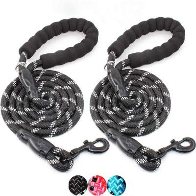 China 360 Rotation Handle Reflective Soft Padded Heavy Duty Clasp Mounting Strong Nylon Braided Rope Pet Leash Reflective Dog Leashes for sale