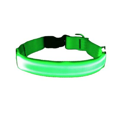 China Luxury Glowing Lighting Nylon Flashing Pet Neck Training Led Dog Collar Energy Saving Rechargeable Lights 3 Mode Battery for sale