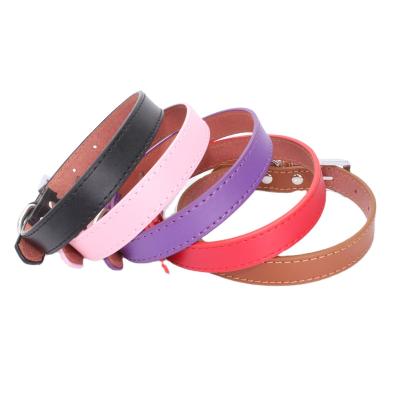 China Classic Type Eco-Friendly Personalized Wide Leather Dog Collar Premium Outdoor Adjustable Buckle Walking Pet Collars Metal Pink for sale