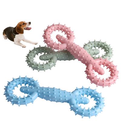 China Viable Indestructible Tpr Two Ring Chew Molar Toothbrush Training Interactive Molar Teeth Dog Pet Cleaning Chew Toys for sale