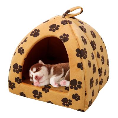 China Breathable Dresser Washable Leopard Print Soft Warm Cat Dog House Pet Bed Indoor Room Sleeping Tents Kennel Sofas Roomy Enough for sale