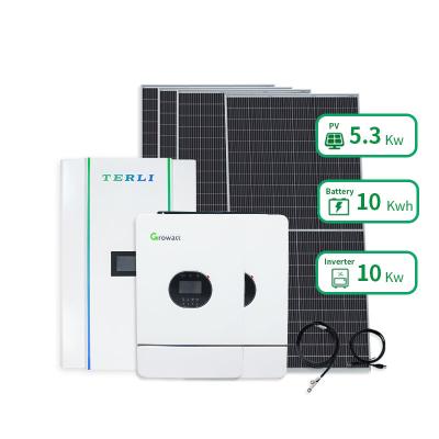 China 5kw Off Grid Hybrid Home Solar Power Systems 10KW Home Complete Solar Energy Systems Solar Panel Power System For Home for sale