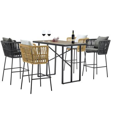 China Weather furniture outdoor garden bar heigh patio bar table chairs patio garden bar stool and table set for sale