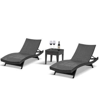 China Contemporary Rattan Convertible Sun Lounger Rattan Lounge Chairs Wicker Pool Outdoor Furniture for sale