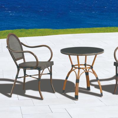 China Leisure outdoor plastic wooden single balcony waterproof anti-corrosion table chair yard weather and sunscreen outdoor furniture villa for sale