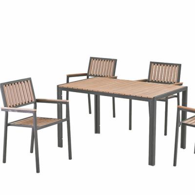 China Simple balcony of outdoor furniture outdoor plastic wood table weather and chair yard wood anti-corrosion waterproof sunscreen for sale