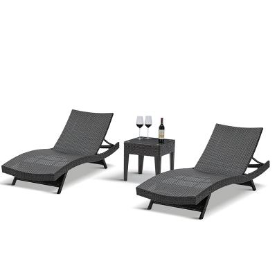 China Contemporary Adjustable Outdoor Rattan Chaise Lounge Chair 3pc Wicker Patio Pool Beach Garden Furniture Sunlounger Sun Lounger Chairs for sale