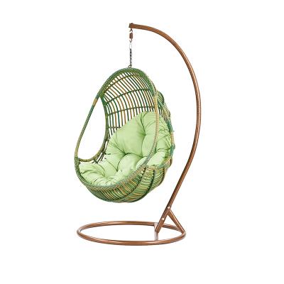 China Modern Outdoor Natural Hanging Wicker Basket Chair Yiwu Market Luxury Gold Hanging Rattan Chair for sale