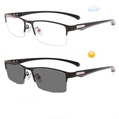 China Old Thin Spectacle In Far And Near Use Half Frame TR Ultralight Portable Photochromic Reading Glasses for sale