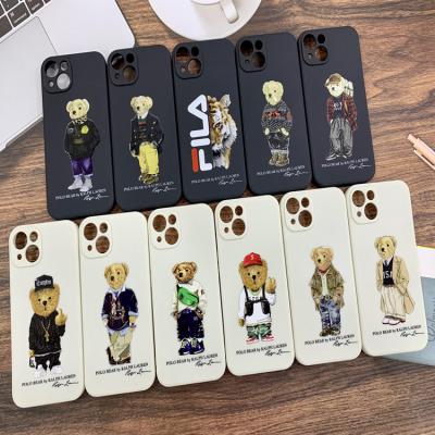 China Shock Proof Custom Slim Yocas Fashion Bear Phone Case 14 13 12 11 Pro Max Xr X 8 7 Mini Soft Back Cover Custom Brand Silicone Cover for sale