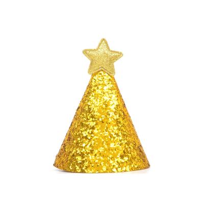 China Popular Mini Star Birthday Hat Shining Brilliant Golden Onion Powder Birthday Party Decoration for sale