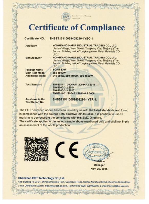 CE - Zhejiang Horus Industry And Trade Co., Ltd.