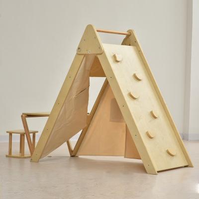 China Eco-Freindly Montessori Baby Toys Wooden Triangle Pickler Climbing Equipment With blackboard for sale