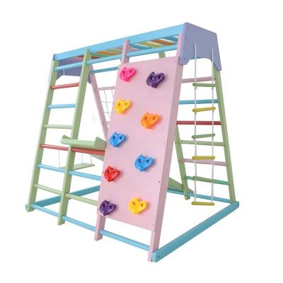 China Eco-Freindly Montessori Climber Toddler Slide Climbing Equipment Children Wooden Playground Indoor Climbing Frame For Kids for sale